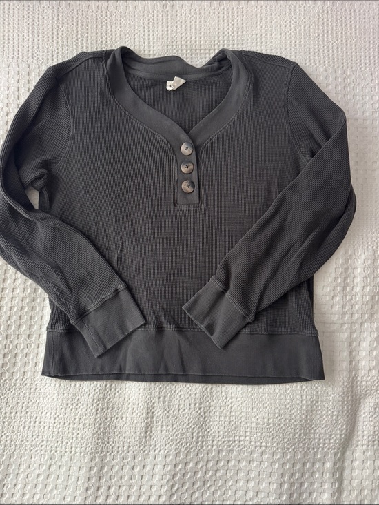 Pact Organic Tops - Pact Classic Waffle Top - Charcoal Gray